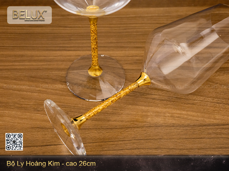 Ly Rượu Vang Pha Lê Vàng trang trí